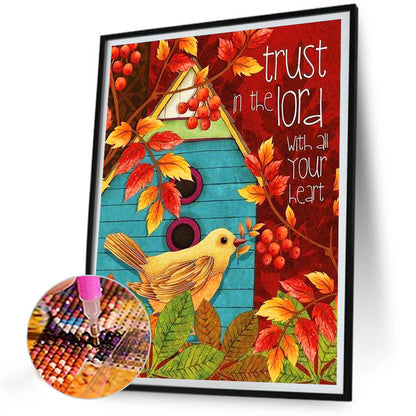 Yellow Bird And House - Full Round Drill Diamond Painting 30*40CM
