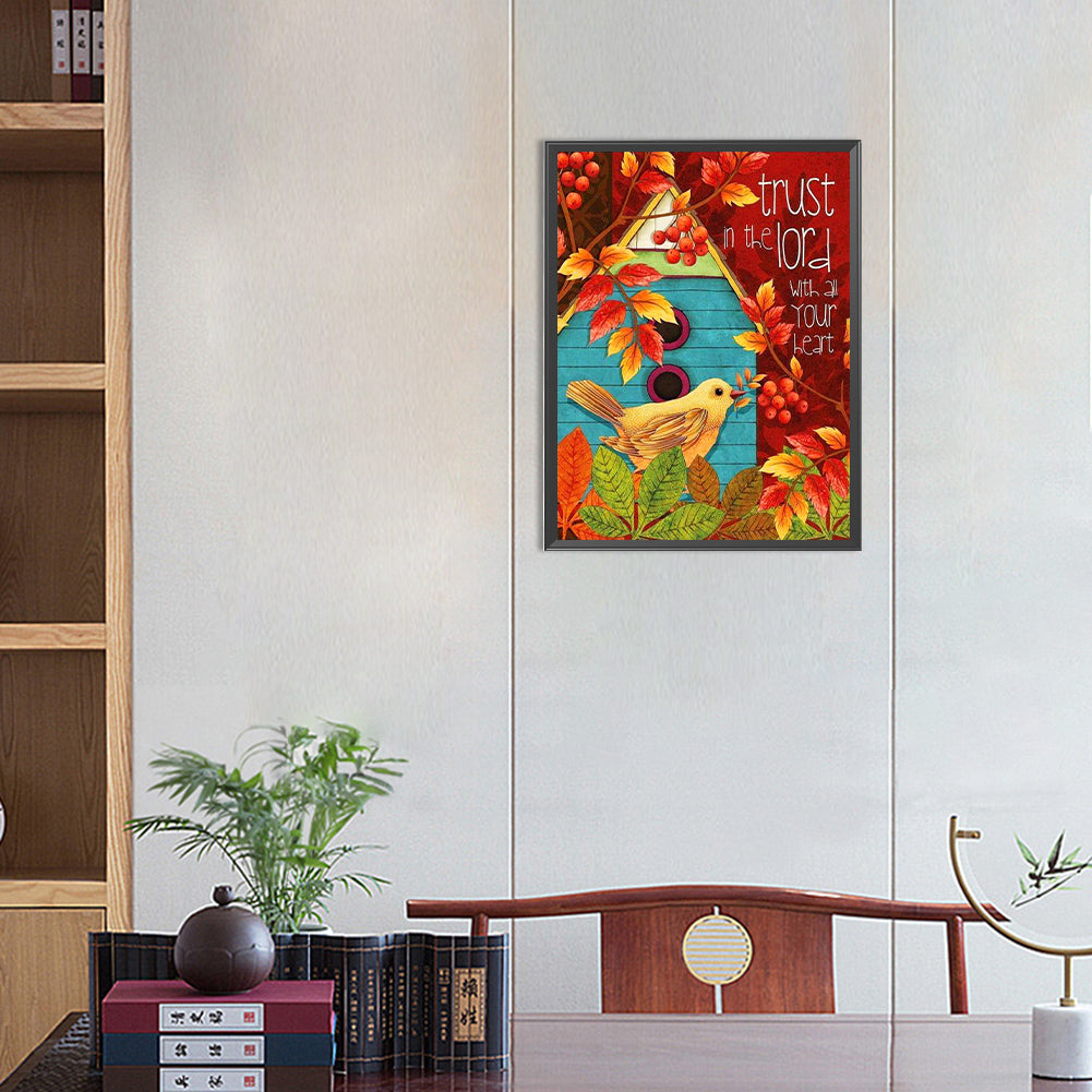 Yellow Bird And House - Full Round Drill Diamond Painting 30*40CM