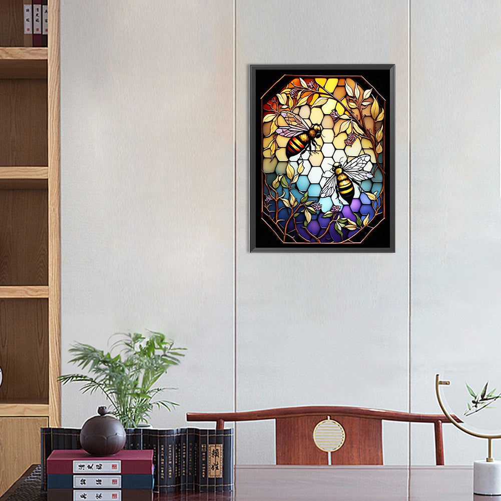 Bee Glass Painting - Full Round Drill Diamond Painting 30*40CM