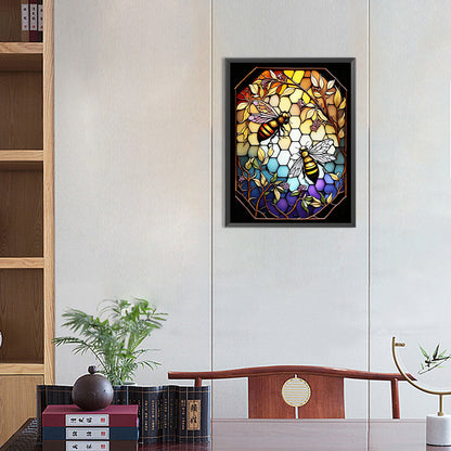 Bee Glass Painting - Full Round Drill Diamond Painting 30*40CM
