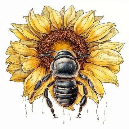 Bee Sunflower - Full Round Drill Diamond Painting 30*30CM