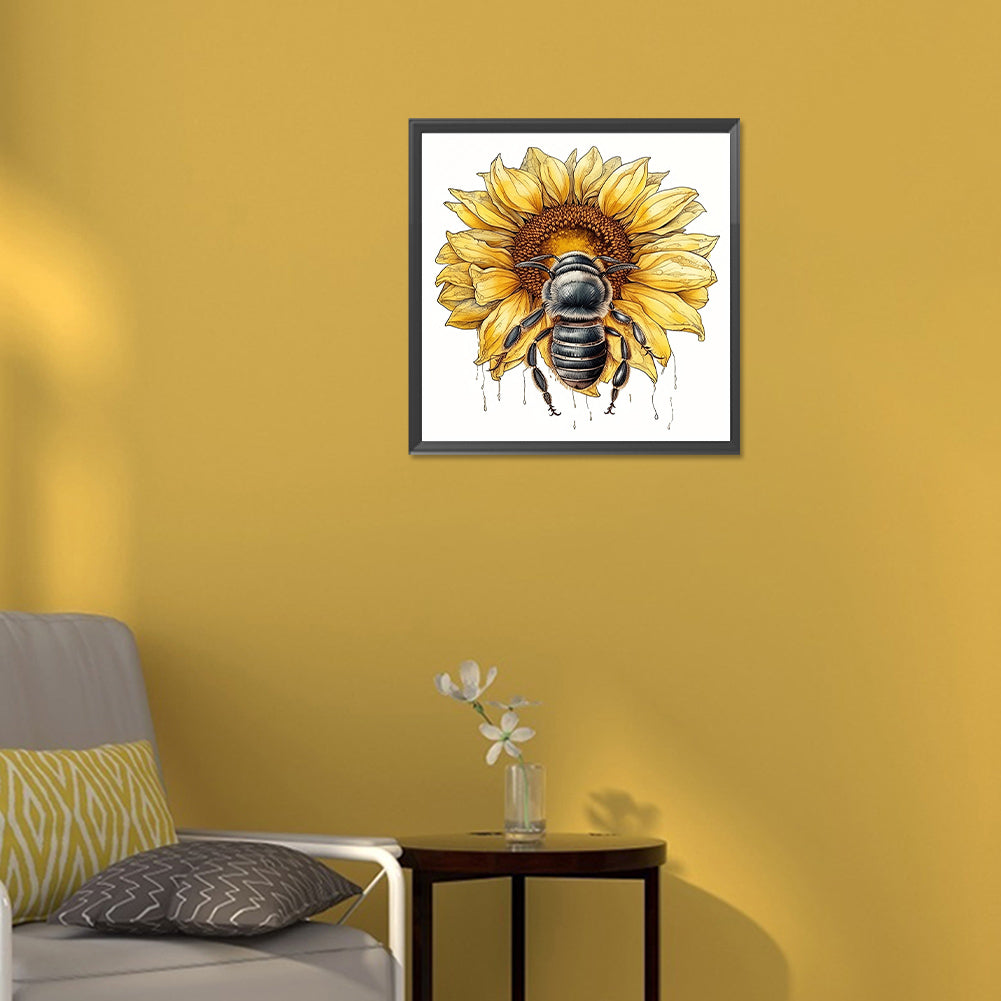 Bee Sunflower - Full Round Drill Diamond Painting 30*30CM