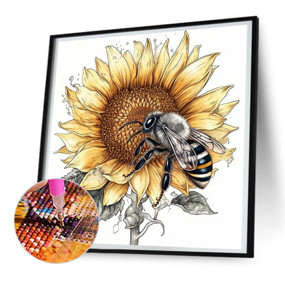 Bee Sunflower - Full Round Drill Diamond Painting 30*30CM