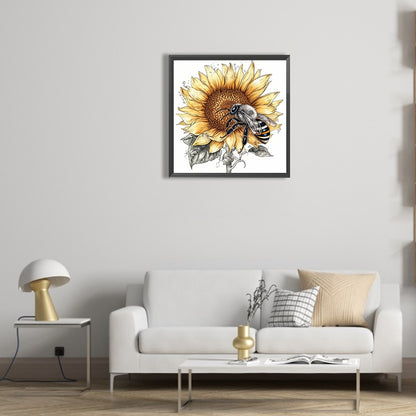 Bee Sunflower - Full Round Drill Diamond Painting 30*30CM