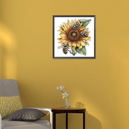 Bee Sunflower - Full Round Drill Diamond Painting 30*30CM