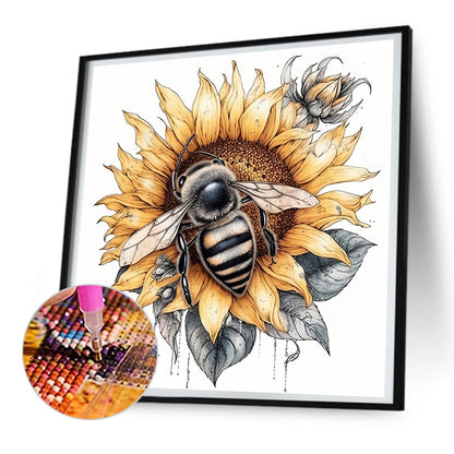 Bee Sunflower - Full Round Drill Diamond Painting 30*30CM