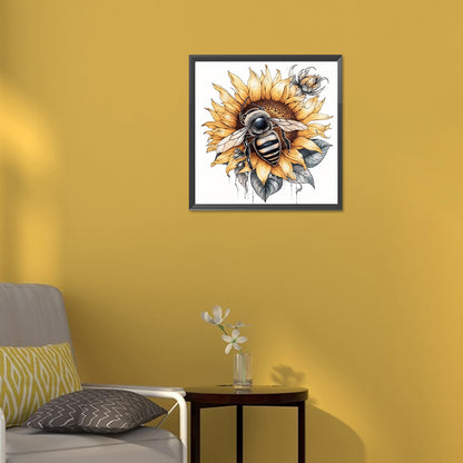 Bee Sunflower - Full Round Drill Diamond Painting 30*30CM