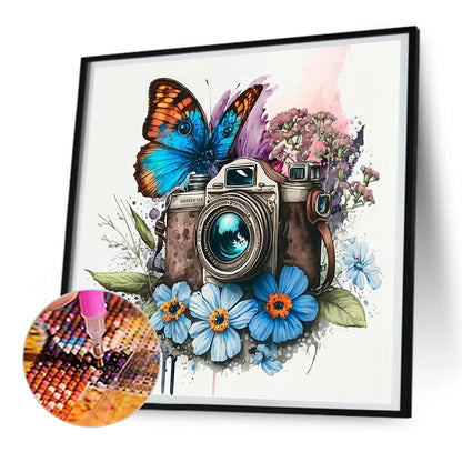 Camera And Butterfly - Full Round Drill Diamond Painting 30*30CM