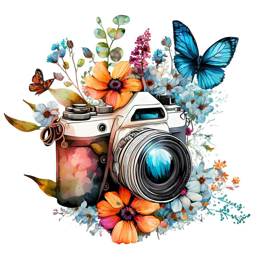 Camera And Butterfly - Full Round Drill Diamond Painting 30*30CM