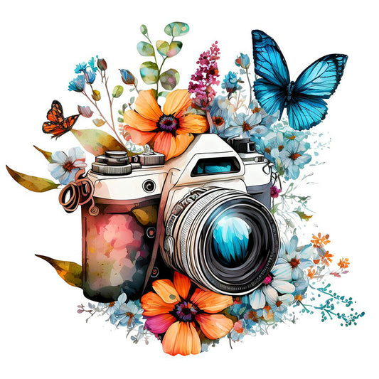 Camera And Butterfly - Full Round Drill Diamond Painting 30*30CM