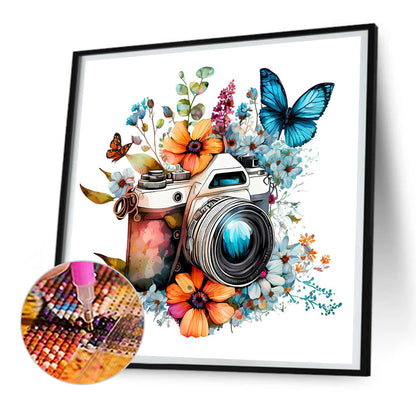 Camera And Butterfly - Full Round Drill Diamond Painting 30*30CM