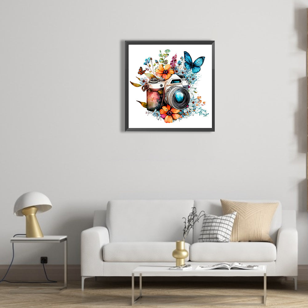 Camera And Butterfly - Full Round Drill Diamond Painting 30*30CM