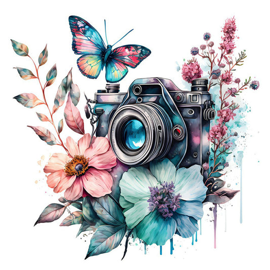 Camera And Butterfly - Full Round Drill Diamond Painting 30*30CM