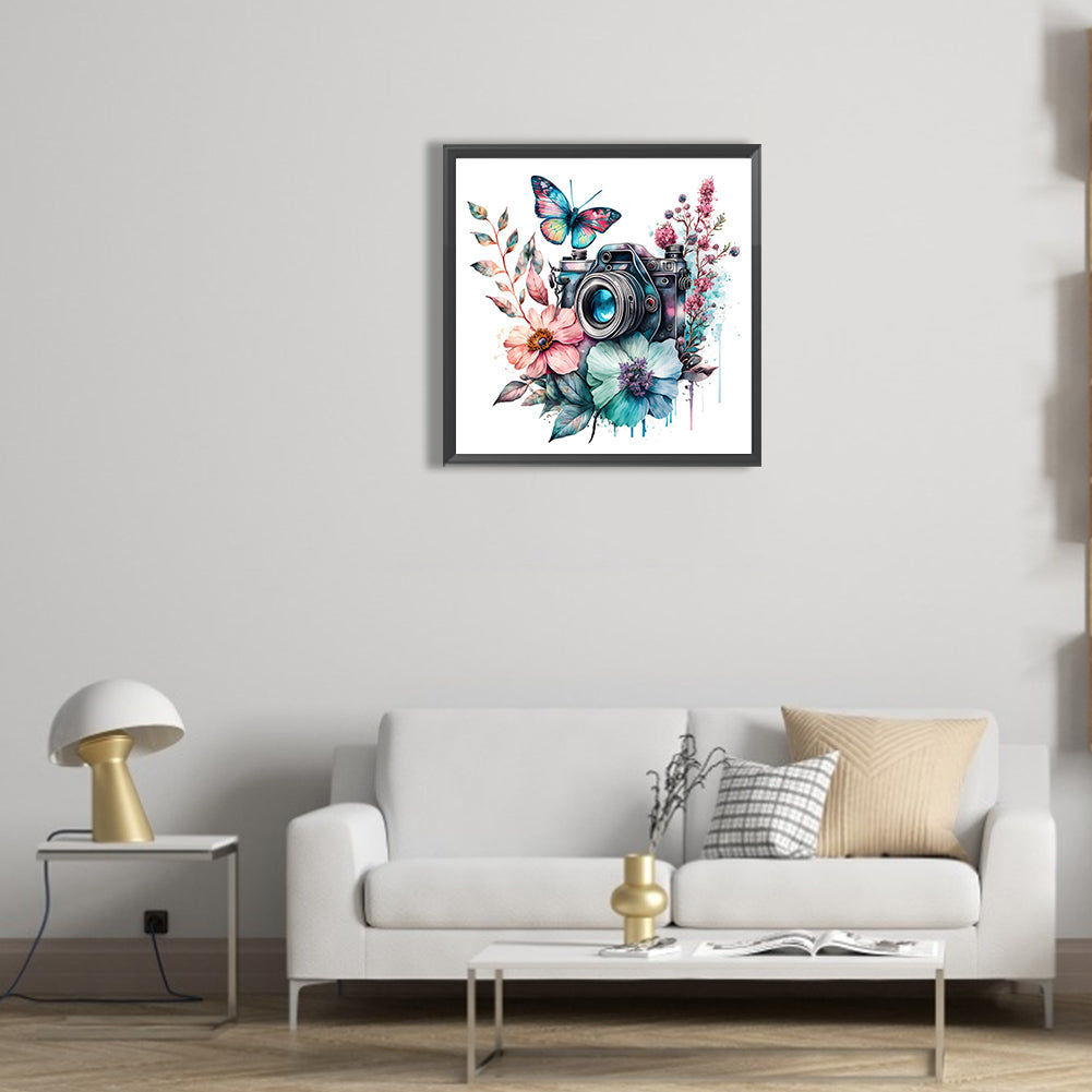 Camera And Butterfly - Full Round Drill Diamond Painting 30*30CM