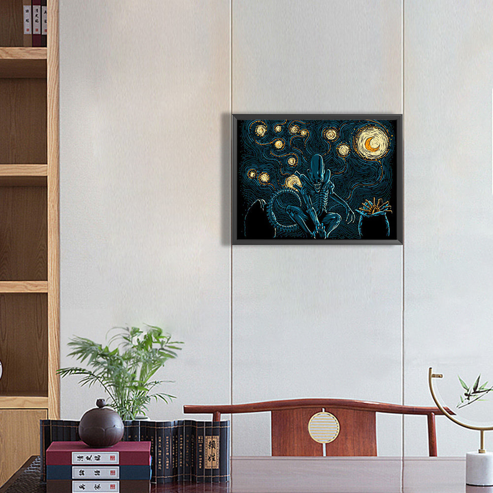 Mosaic Alien - Full Round Drill Diamond Painting 40*30CM