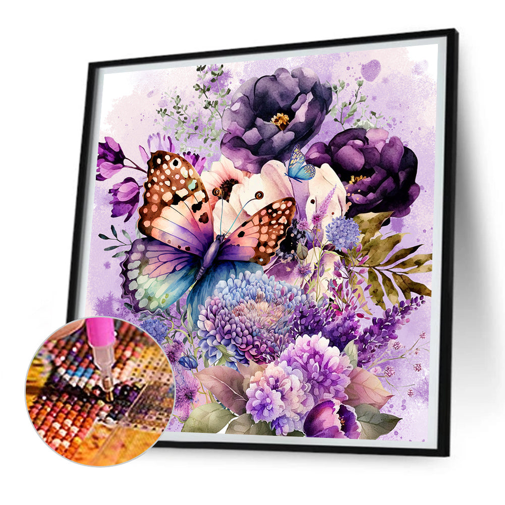 Butterfly - Full Round Drill Diamond Painting 30*30CM