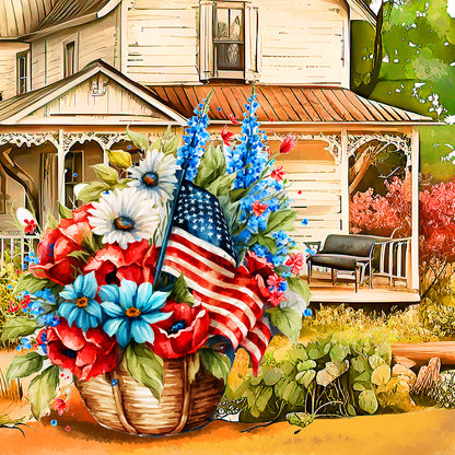 Patriotic Flower - Full Round Drill Diamond Painting 30*30CM