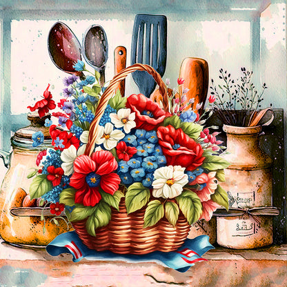 Patriotic Flower - Full Round Drill Diamond Painting 30*30CM