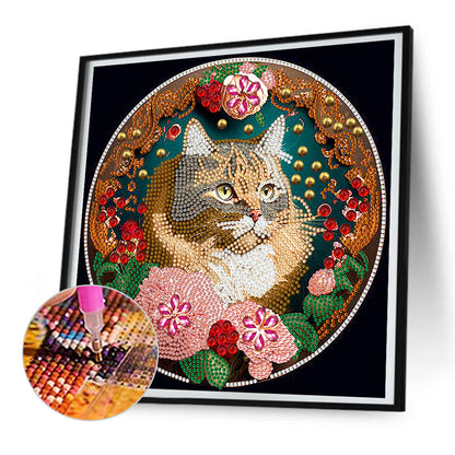 Rich Flower Cat - Special Shaped Drill Diamond Painting 30*30CM