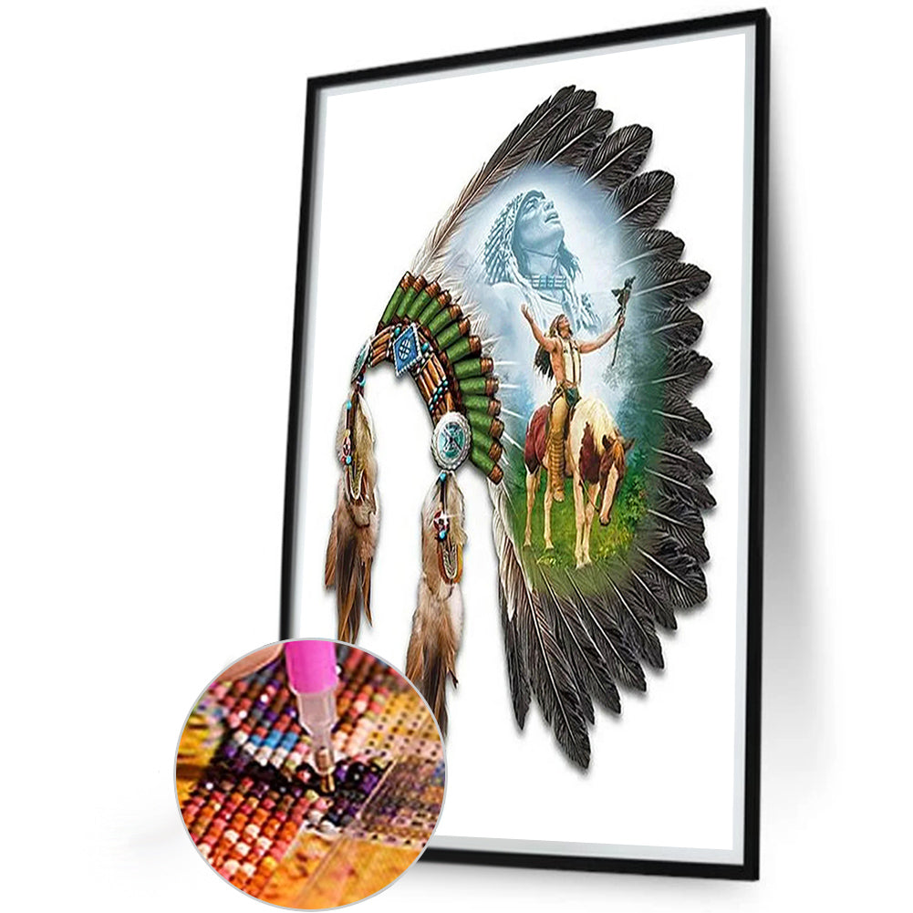 Indian Headdress - Full Square Drill Diamond Painting 20*30CM