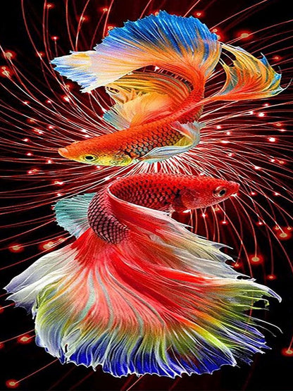 Double Koi - Full Round Drill Diamond Painting 30*60CM