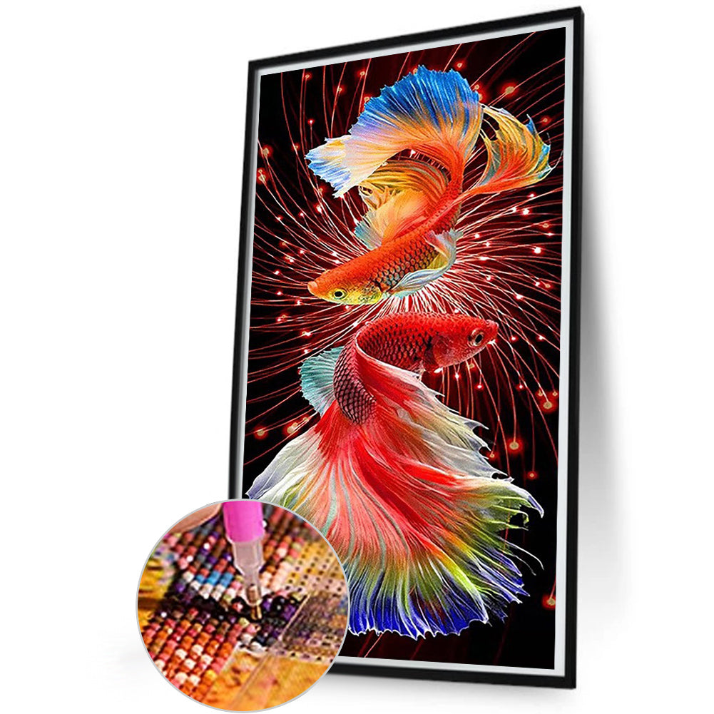 Double Koi - Full Round Drill Diamond Painting 30*60CM