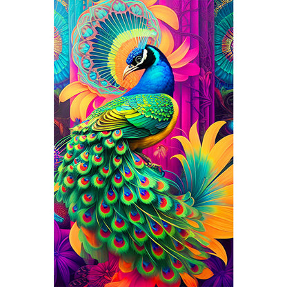 Colorful Peacock - Full Round Drill Diamond Painting 50*80CM