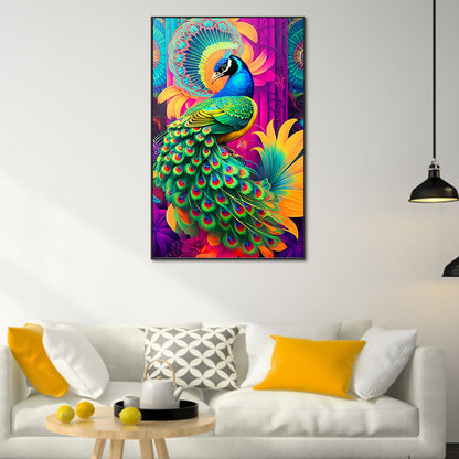 Colorful Peacock - Full Round Drill Diamond Painting 50*80CM