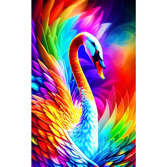 Colorful Swan - Full Round Drill Diamond Painting 50*80CM