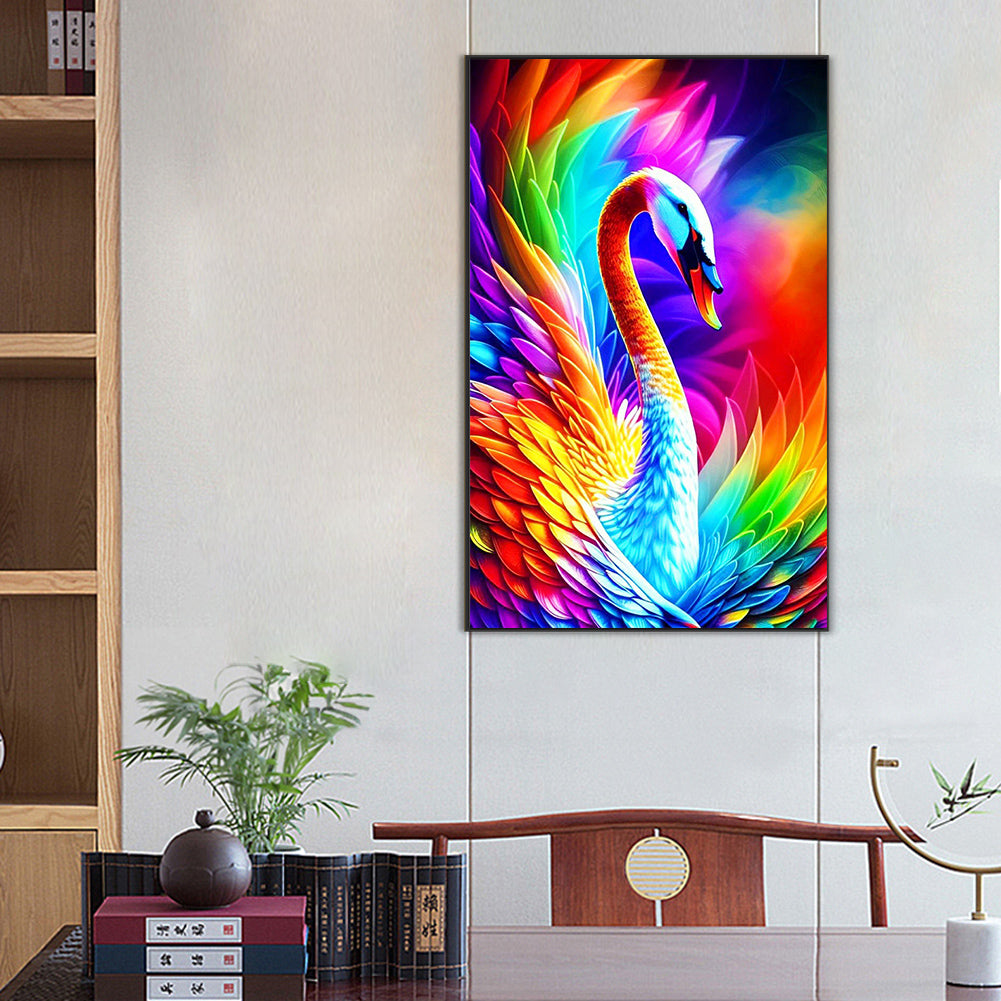 Colorful Swan - Full Round Drill Diamond Painting 50*80CM