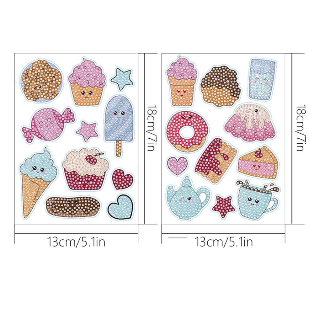 2pcs Gem Sticker Diamond Art 5D Paint by Numbers DIY for Kids Beginner Toys Kits