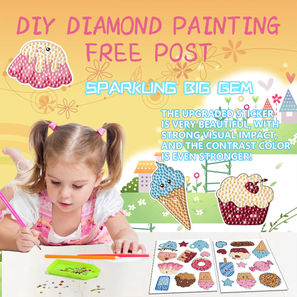 2pcs Gem Sticker Diamond Art 5D Paint by Numbers DIY for Kids Beginner Toys Kits