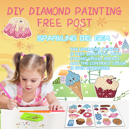 2pcs Gem Sticker Diamond Art 5D Paint by Numbers DIY for Kids Beginner Toys Kits