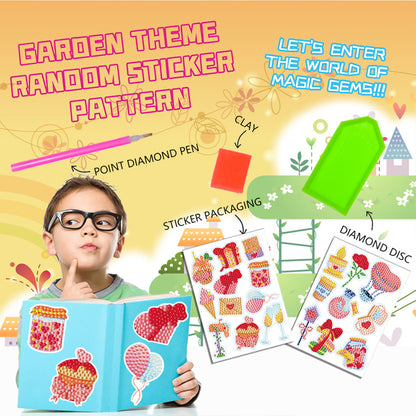 2pcs Gem Sticker Diamond Art 5D Paint by Numbers DIY for Kids Beginner Toys Kits