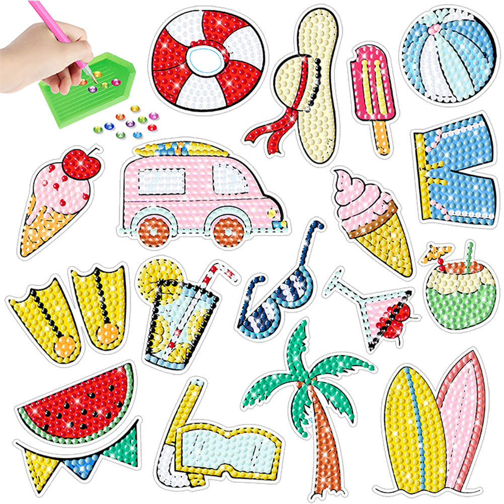 2pcs Gem Sticker Diamond Art 5D Paint by Numbers DIY for Kids Beginner Toys Kits