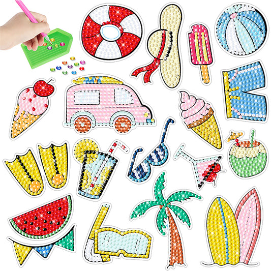 2pcs Gem Sticker Diamond Art 5D Paint by Numbers DIY for Kids Beginner Toys Kits