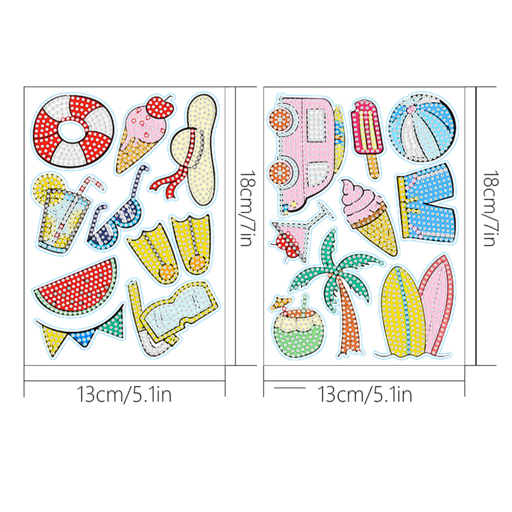 2pcs Gem Sticker Diamond Art 5D Paint by Numbers DIY for Kids Beginner Toys Kits
