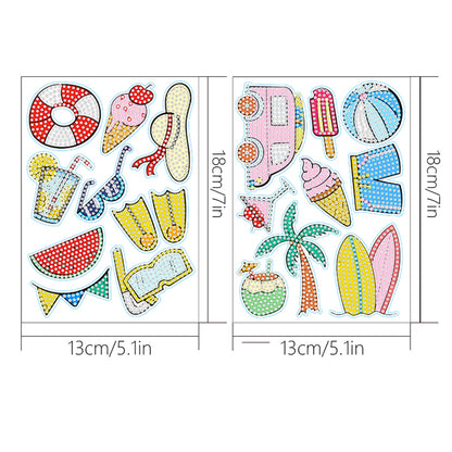 2pcs Gem Sticker Diamond Art 5D Paint by Numbers DIY for Kids Beginner Toys Kits