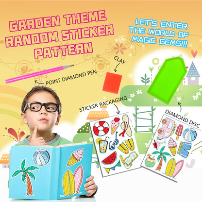 2pcs Gem Sticker Diamond Art 5D Paint by Numbers DIY for Kids Beginner Toys Kits