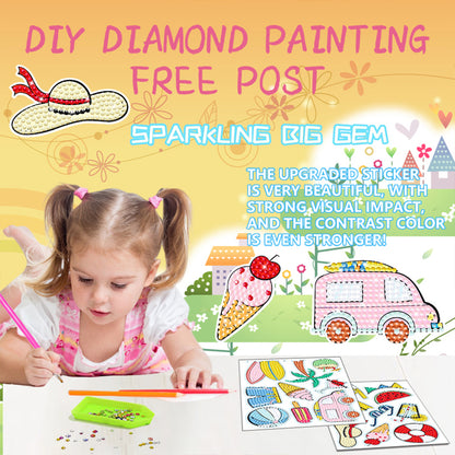 2pcs Gem Sticker Diamond Art 5D Paint by Numbers DIY for Kids Beginner Toys Kits