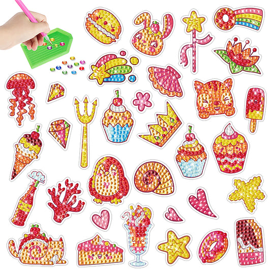 2pcs Gem Sticker Diamond Art 5D Paint by Numbers DIY for Kids Beginner Toys Kits