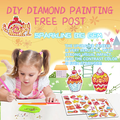2pcs Gem Sticker Diamond Art 5D Paint by Numbers DIY for Kids Beginner Toys Kits