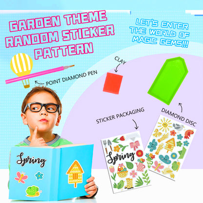 2pcs Gem Sticker Diamond Art 5D Paint by Numbers DIY for Kids Beginner Toys Kits