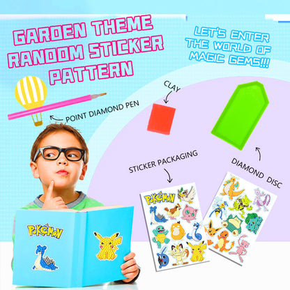 2pcs Gem Sticker Diamond Art 5D Paint by Numbers DIY for Kids Beginner Toys Kits