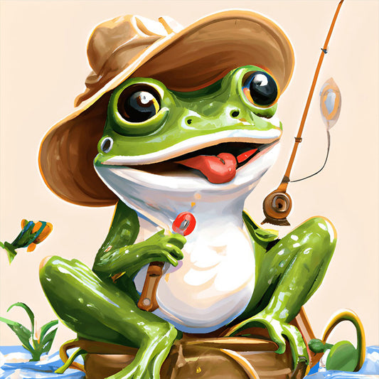 Frog Fisherman - Full Round Drill Diamond Painting 30*30CM