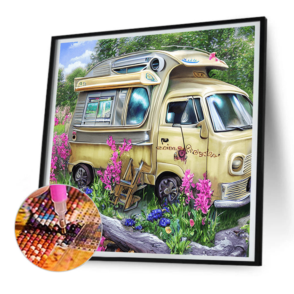 Summer Camping Car - Full Round Drill Diamond Painting 30*30CM