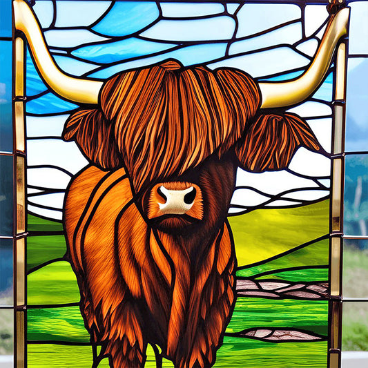 Stained Glass Art Highland Cows - Full Round Drill Diamond Painting 40*40CM