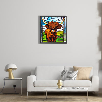 Stained Glass Art Highland Cows - Full Round Drill Diamond Painting 40*40CM
