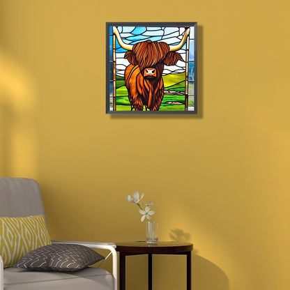 Stained Glass Art Highland Cows - Full Round Drill Diamond Painting 40*40CM