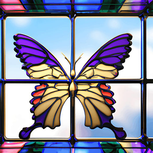 Stained Glass Art Butterfly - Full Round Drill Diamond Painting 40*40CM